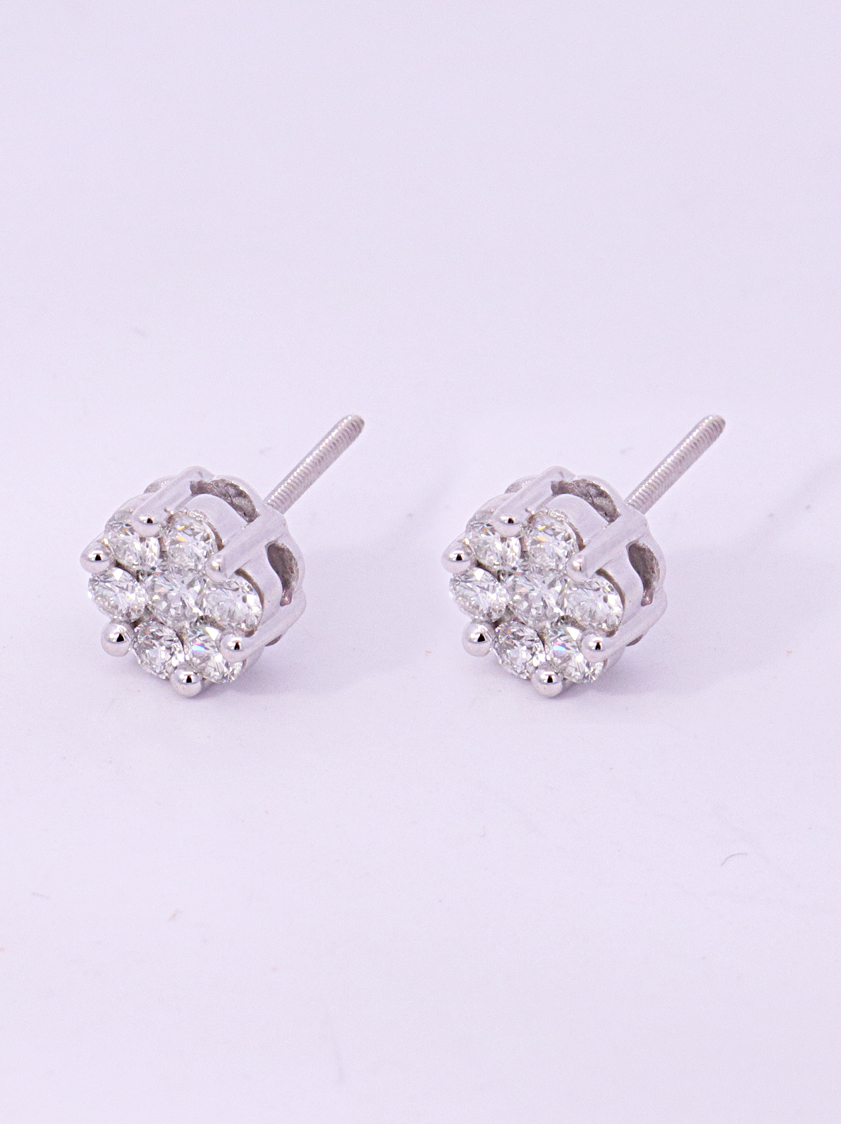 Diamond Stud Flower Earrings
