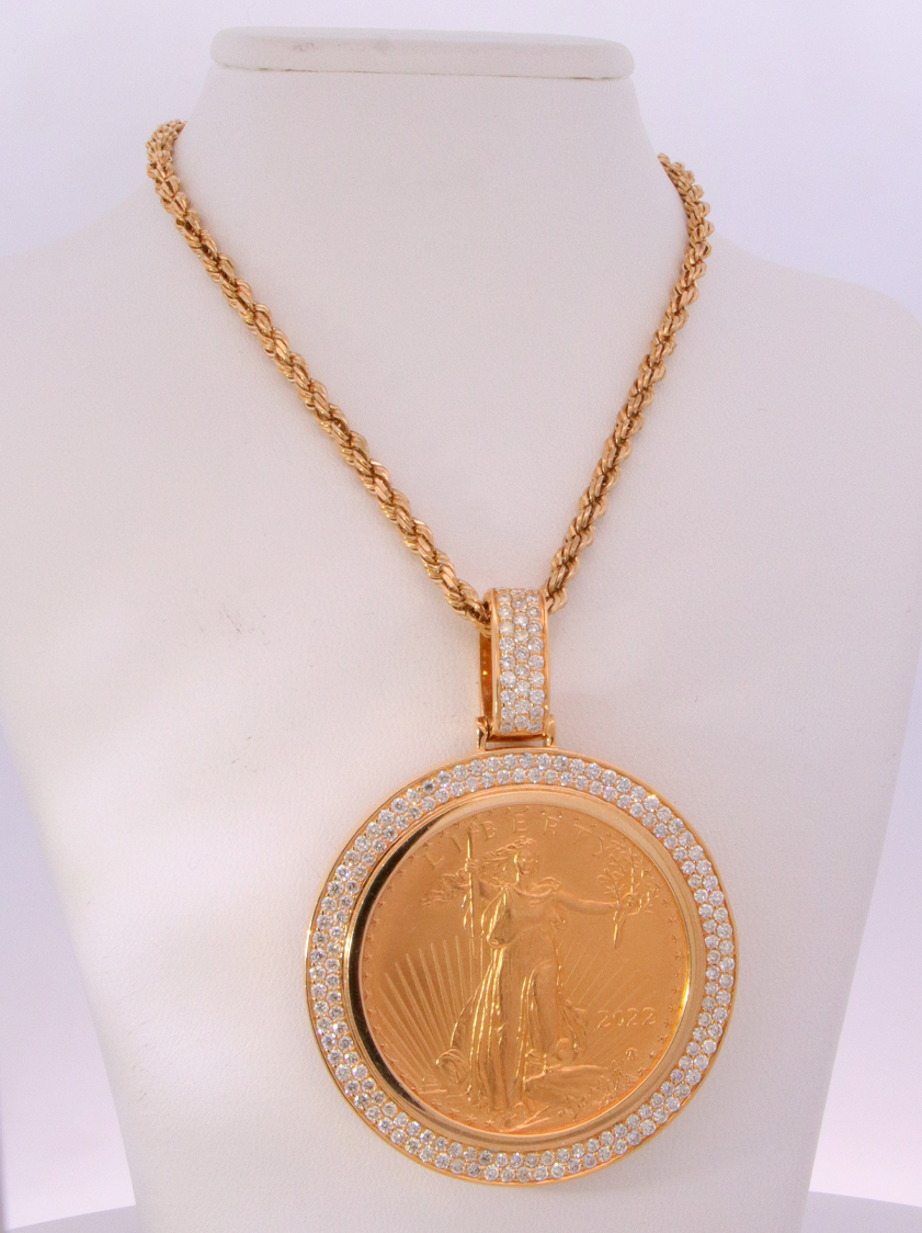 LADY LIBERTY 22K COIN WITH Diamond FRAME