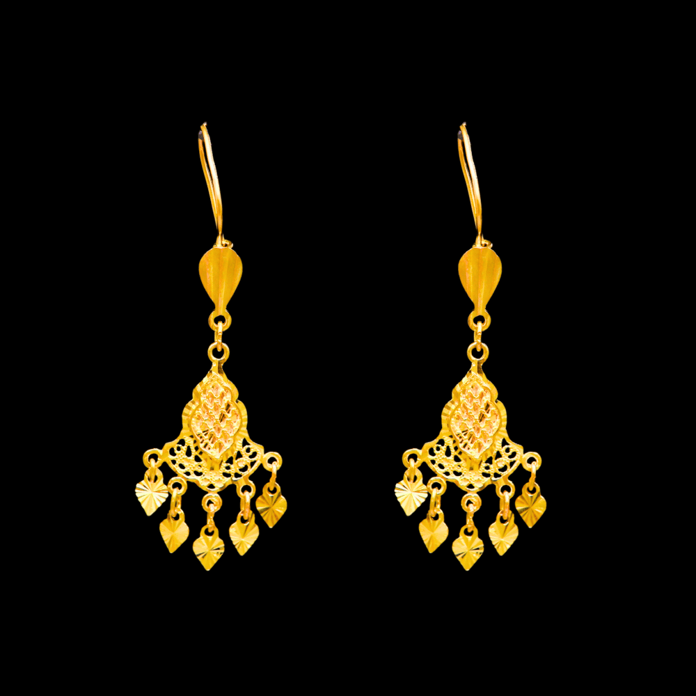 21K Gold Stud Drop Earrings - SW33155