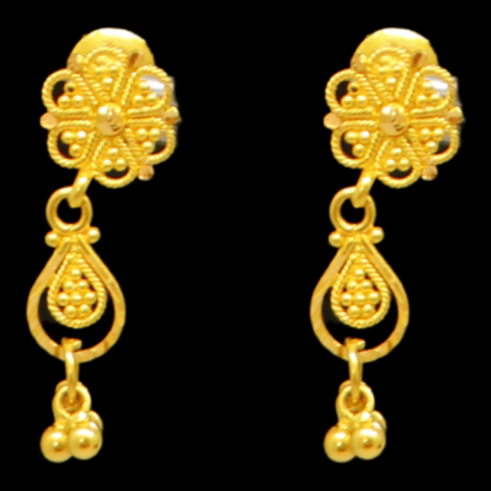 22K Gold Stud Drop Earrings - SW33324