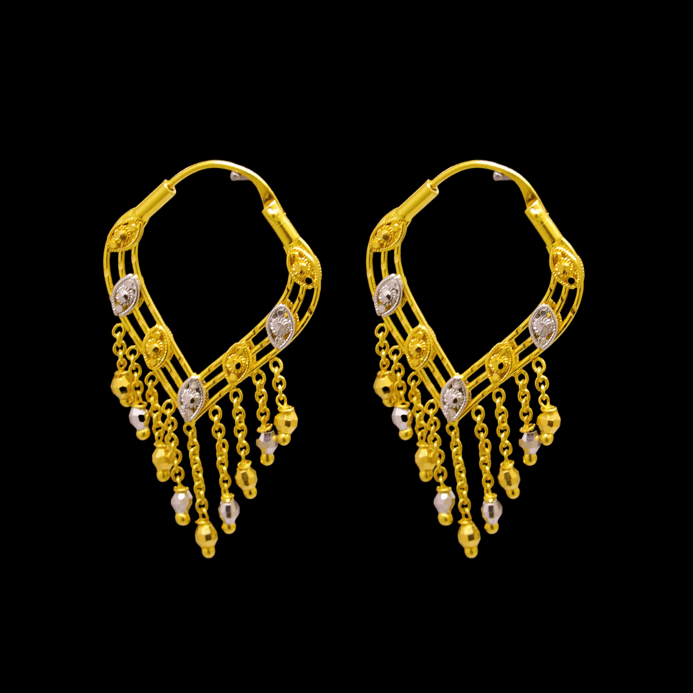 22K Gold Stud Drop Earrings - SW29455