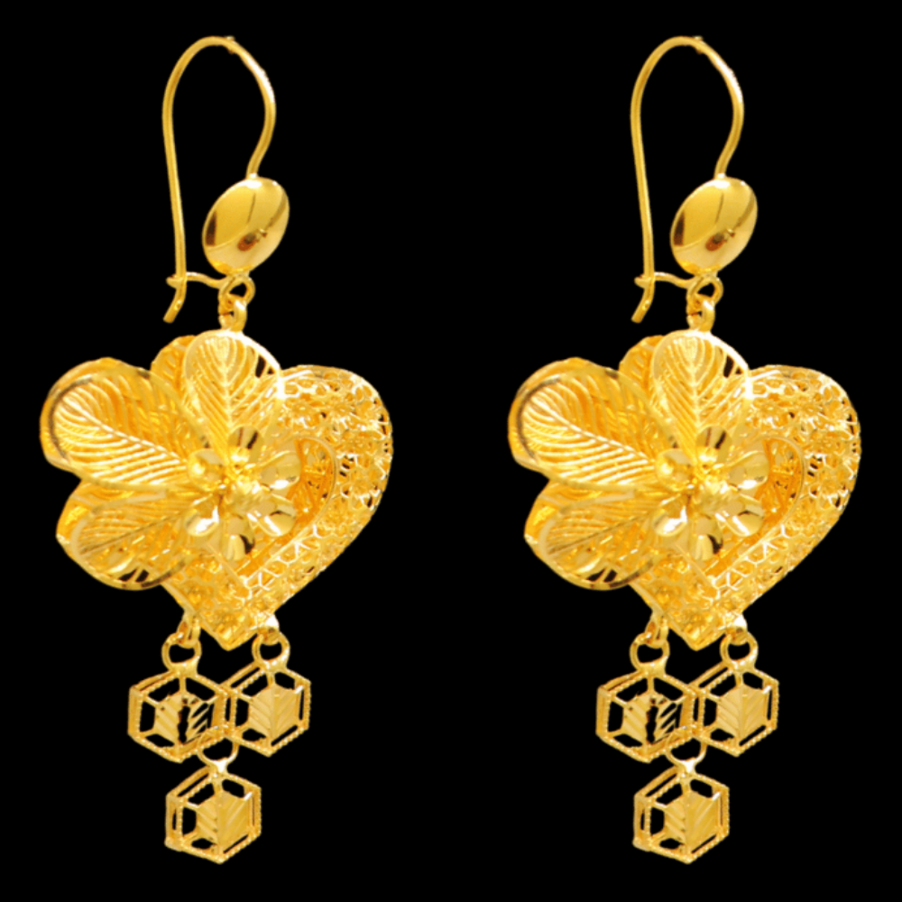 21K Gold Stud Drop Earrings - SW31525