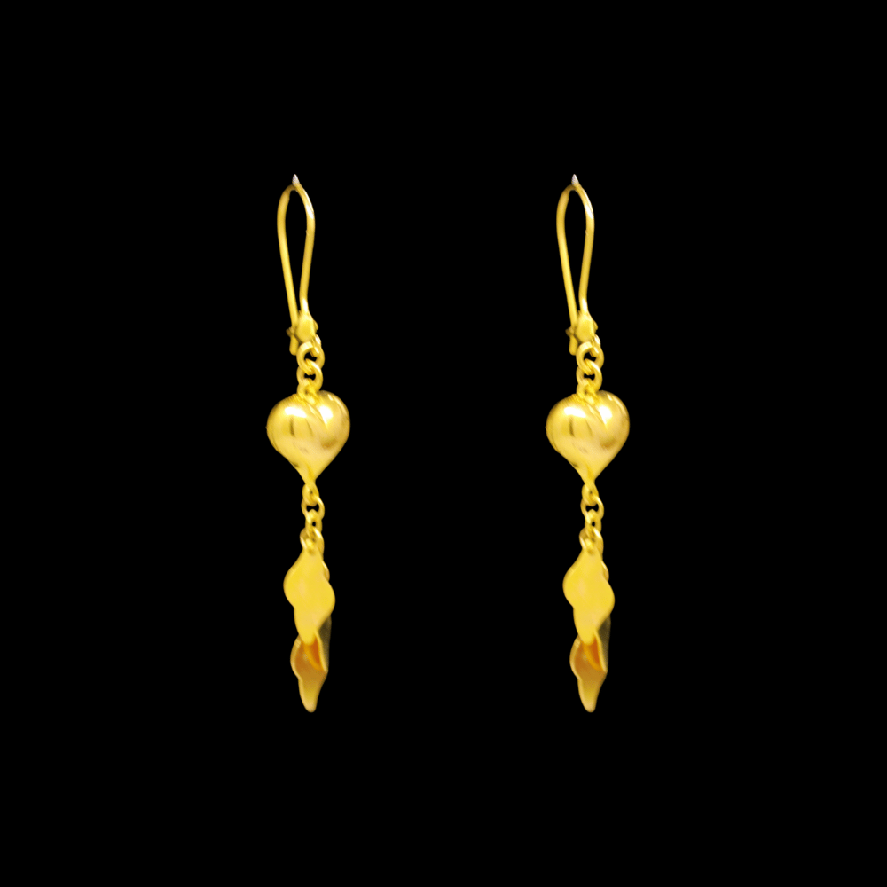 21K Gold Stud Drop Earrings - SW29469