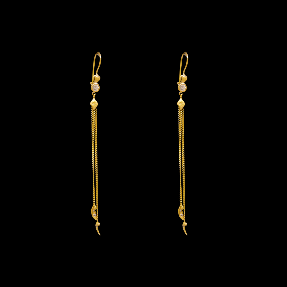 21K Gold Stud Drop Earrings - SW28355