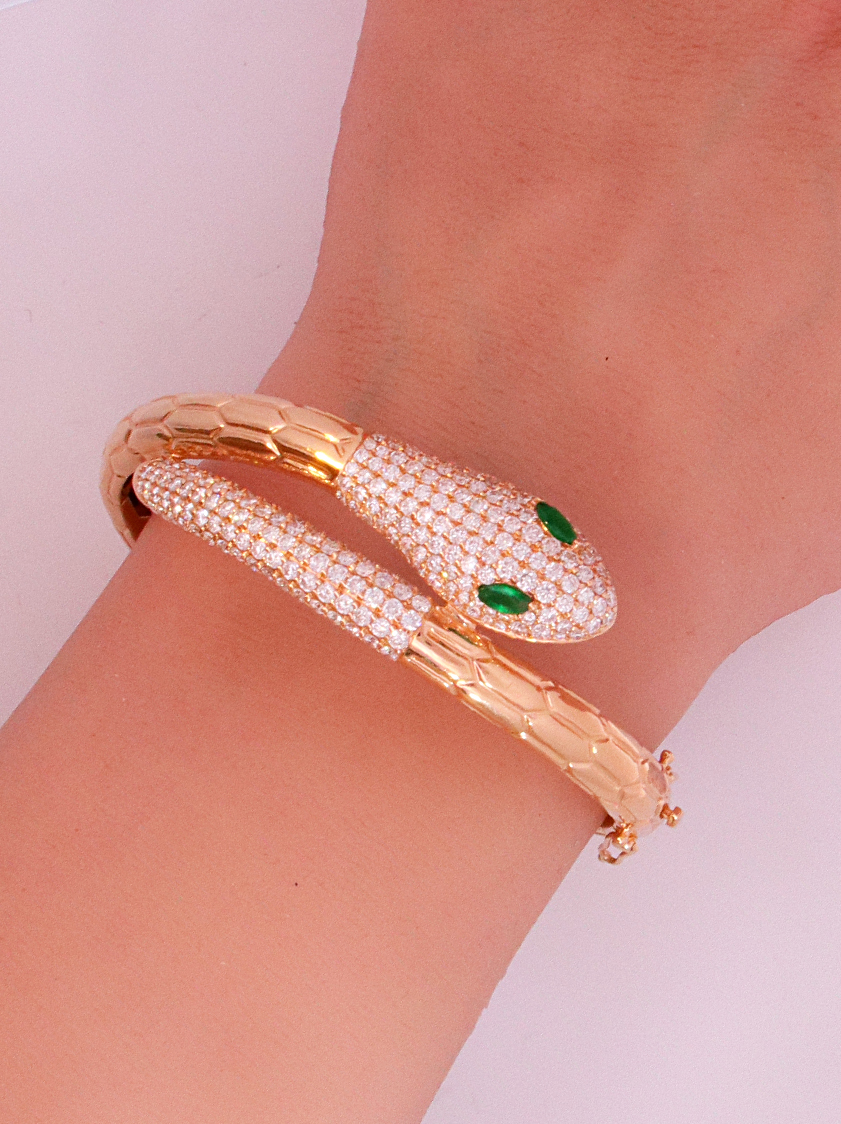 Diamond & Emerald Bangle