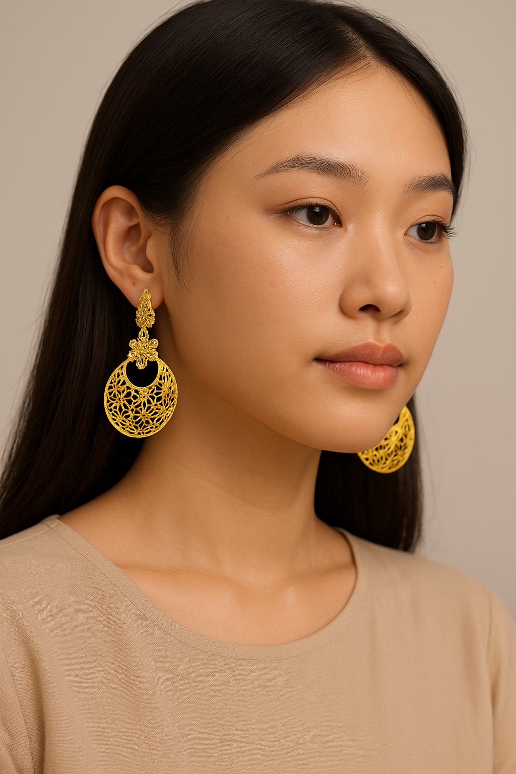 Gold-Tone Filigree Drop Earrings - SW33367