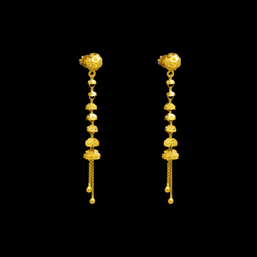 22K Gold Stud Drop Earrings - SW29426