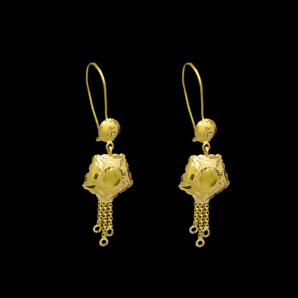 21K Gold Stud Drop Earrings - SW29468