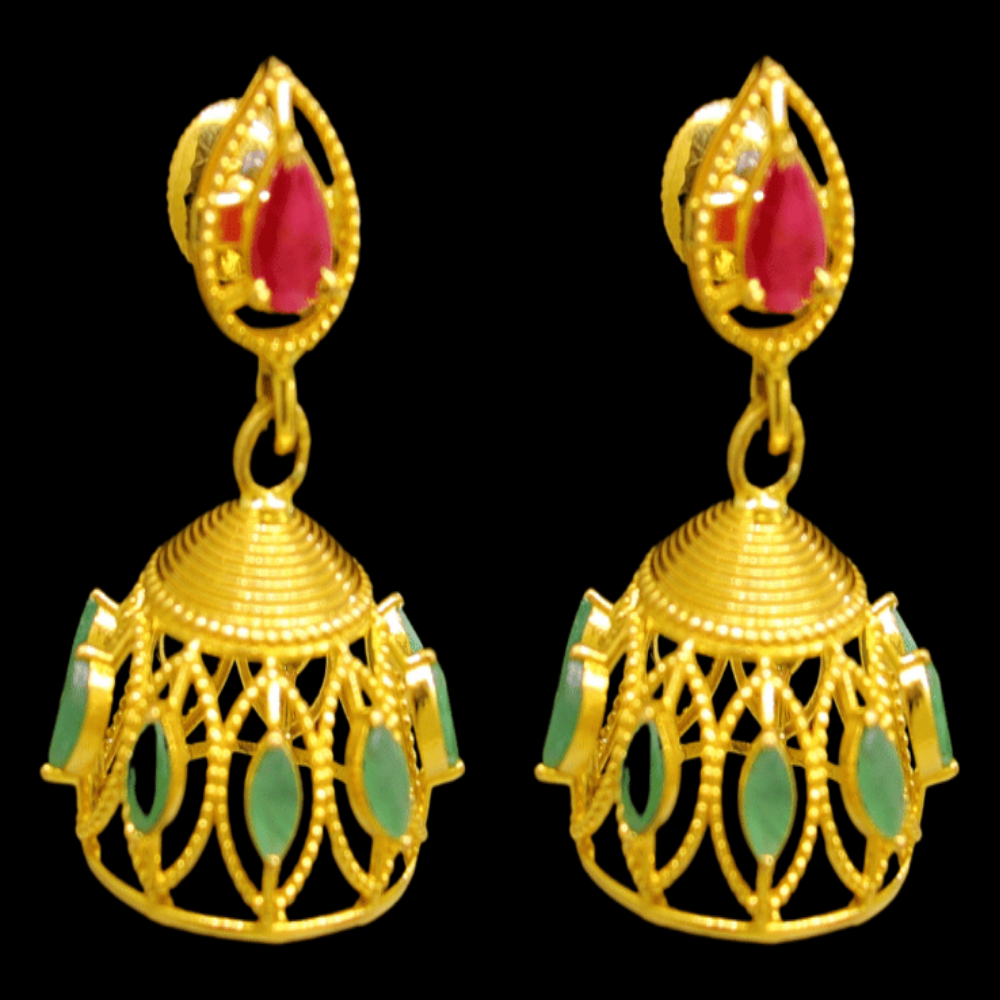 22K Gold Stud Drop Earrings - SW29429