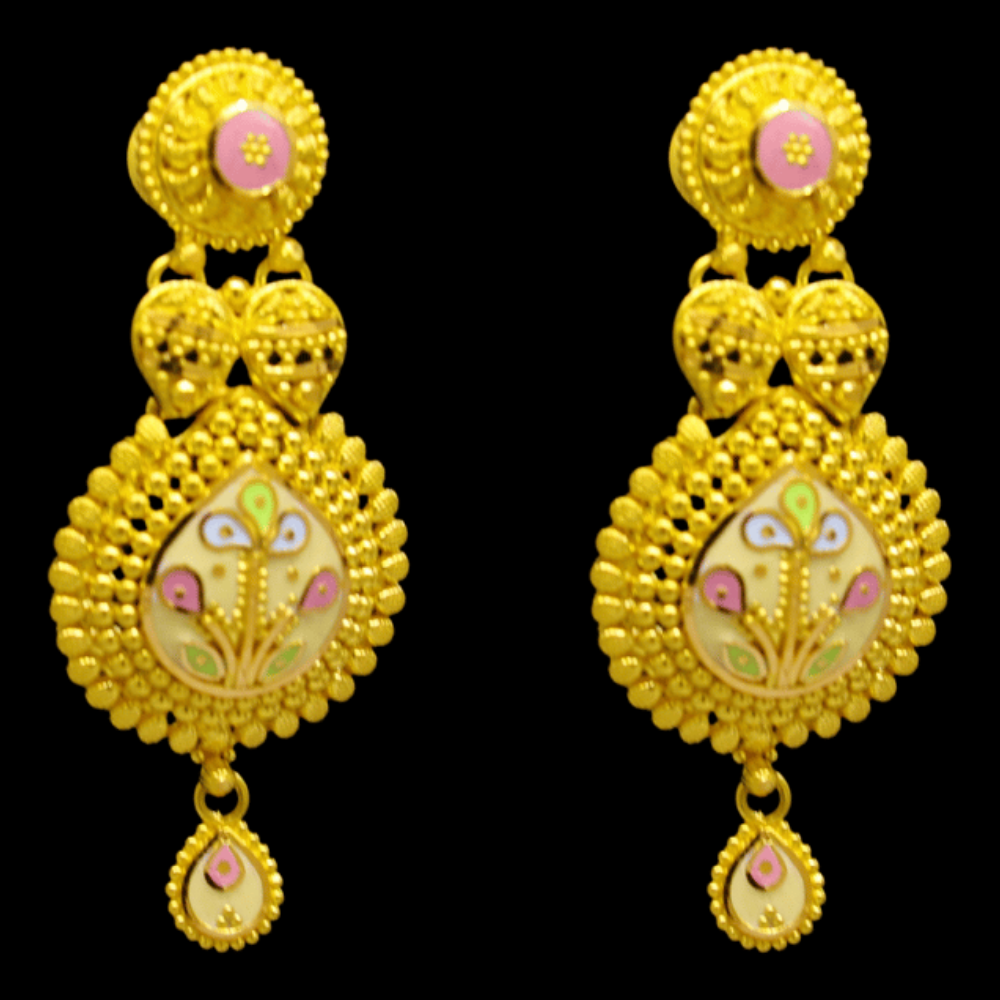 22K Gold Stud Drop Earrings - SW29425