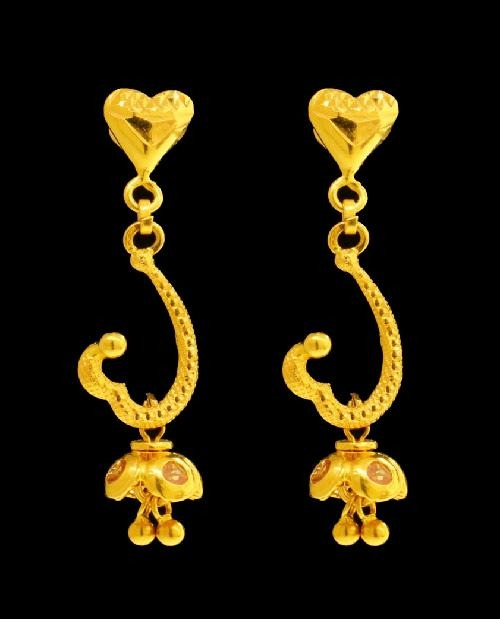 22K Gold Stud Drop Earrings - 30984