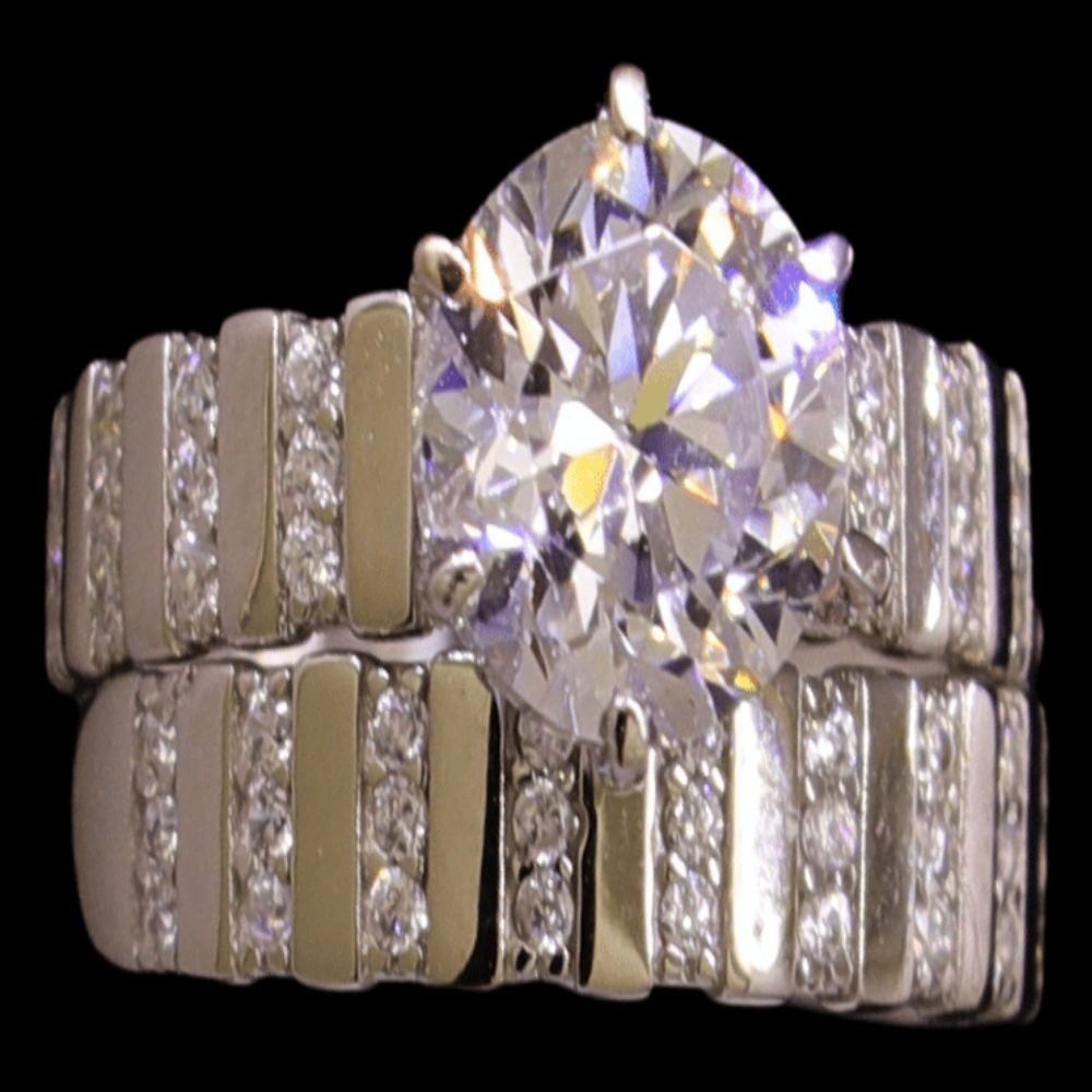 18k White Gold Bridal Ring Set